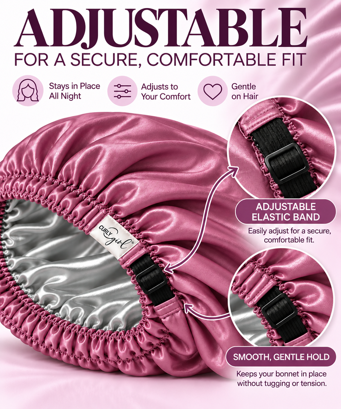 Curly Girl® Satin Reversible Bonnet with Adjustable Band