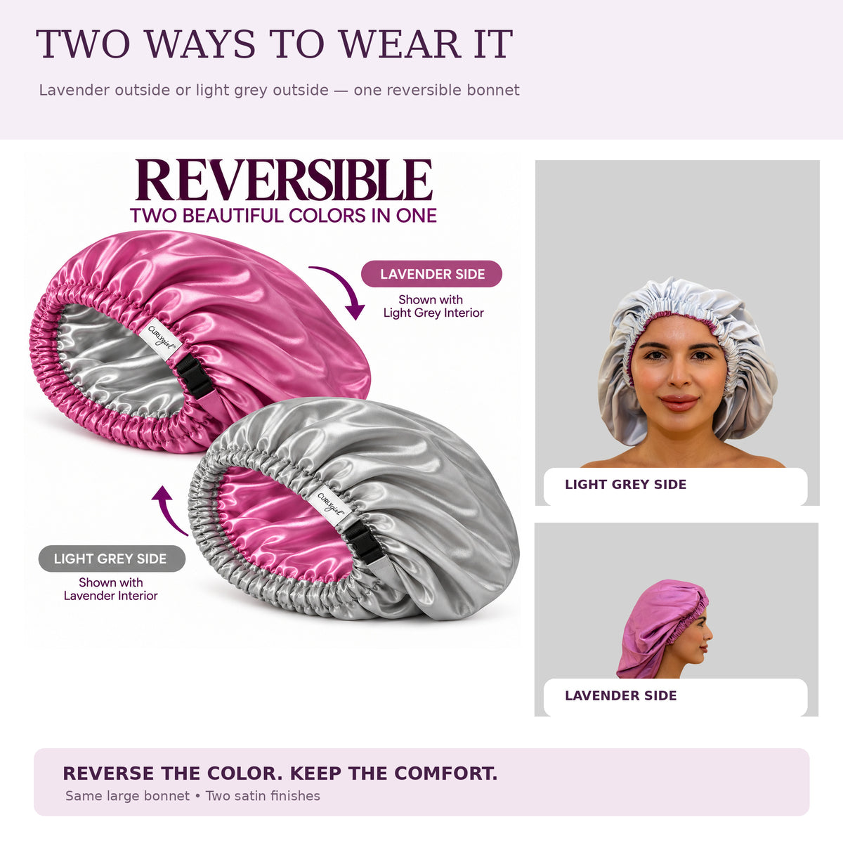 Curly Girl® Satin Reversible Bonnet with Adjustable Band